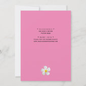 熱帯フローラ、ピンクの白いプルメリア、ブライダル 招待状 (裏面)