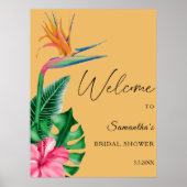 熱帯フローラ-ブライダルシャワー歓迎サイン ポスター (正面)