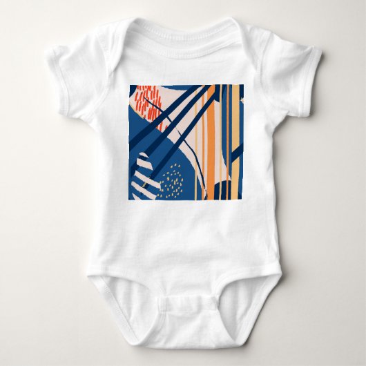 熱帯フローラ:モダンヘッダー ベビーボディスーツ (正面)