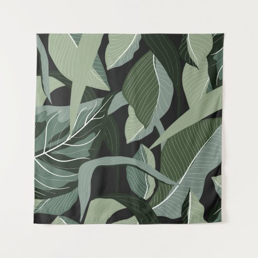 熱帯フローラ:ヴィンテージラインアート。 タペストリー (正面)