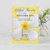 熱帯フローラ、白いプルメリアオンイエロー、ブライダル 招待状 (スタンド正面)