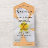 熱帯フローラ、白プルメリアオレンジ結婚ズ オールインワン招待状 (内側)