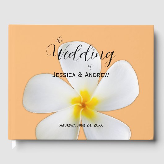 熱帯フローラ、白プルメリアオレンジ結婚ズ ゲストブック (正面)