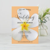 熱帯フローラ、白プルメリアオレンジ結婚ズ 招待状 (スタンド正面)