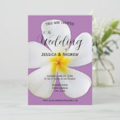 熱帯フローラ、白プルメリア、ラベンダー結婚、 招待状 (スタンド正面)