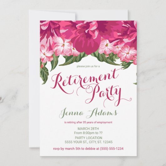 熱帯フローラ、退職パーティの招待状 招待状 (正面)