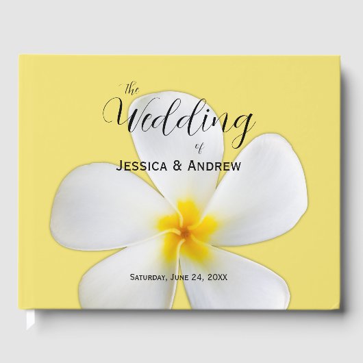 熱帯フローラ、黄色の白いプルメリア結婚、 ゲストブック (正面)