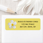 熱帯フローラ、黄色の白いプルメリア結婚、 ラベル (インサイチュ)