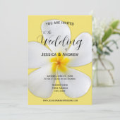 熱帯フローラ、黄色の白いプルメリア結婚、 招待状 (スタンド正面)
