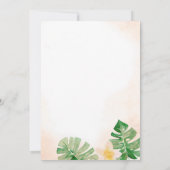 熱帯ブライダルシャワーと金ゴールドフレームアーチ 招待状 (裏面)