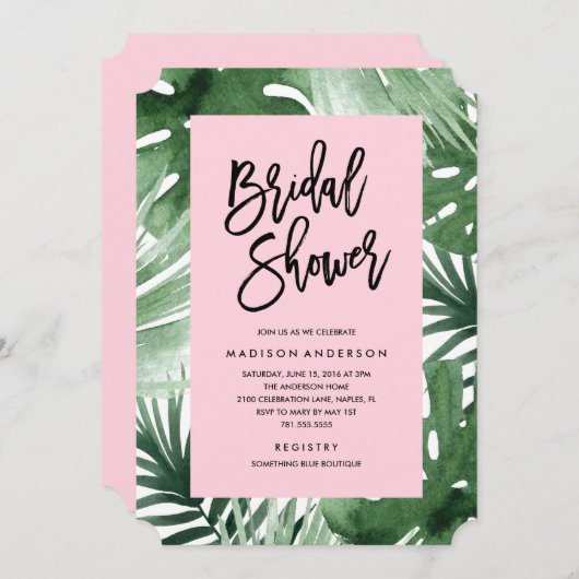 熱帯ブライダルシャワーへの招待 招待状 (正面/裏面)