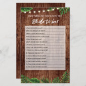 熱帯ブライダルシャワーよく知っているゲームカード (正面/裏面)