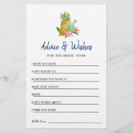 熱帯ブライダルシャワーアドバイス&ウィッシュカード