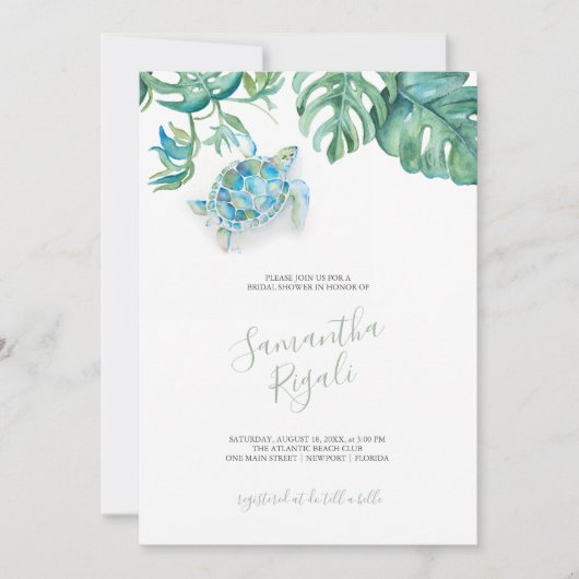 熱帯ブライダルシャワーカスタマイズ可能招待状 (正面)