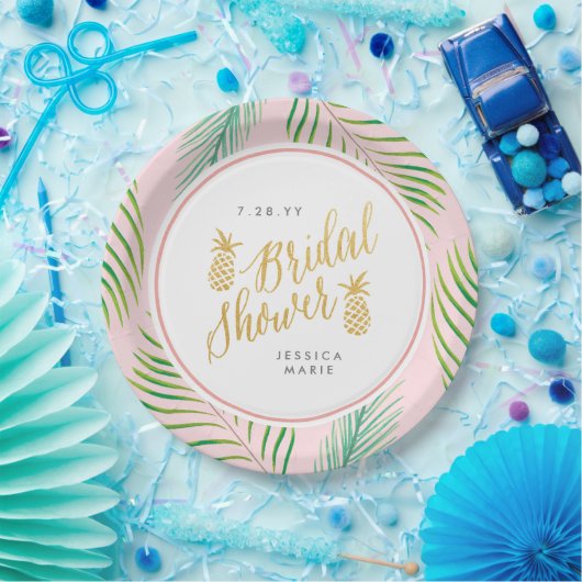 熱帯ブライダルシャワーパーソナライズされた紙プレート ペーパープレート (パーティー)