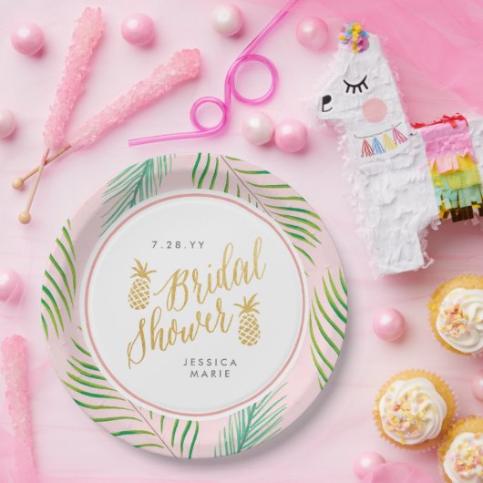 熱帯ブライダルシャワーパーソナライズされた紙プレート ペーパープレート (パーティー)