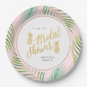 熱帯ブライダルシャワーパーソナライズされた紙プレート ペーパープレート (正面)