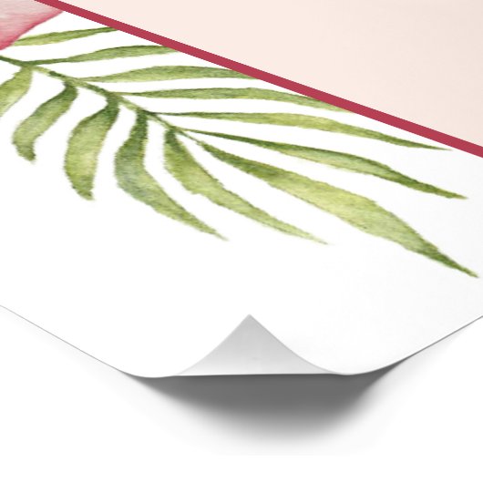 熱帯ブライダルシャワーピンクハイビスカスウェルカムサイン ポスター (コーナー)