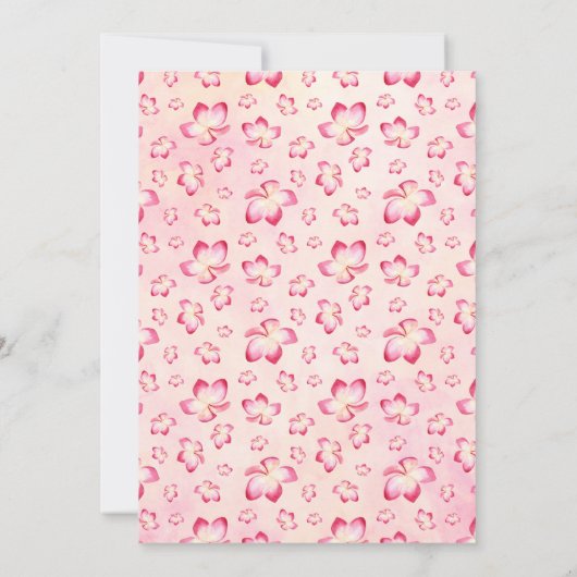 熱帯ブライダルシャワーピンクプルメリア 招待状 (裏面)