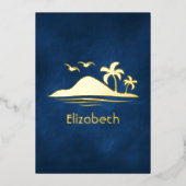 熱帯ブライダルシャワーフォイル招待状 箔招待状 (正面)