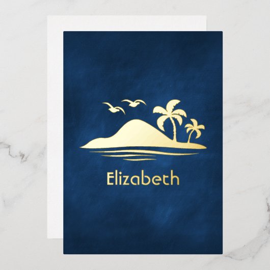 熱帯ブライダルシャワーフォイル招待状 箔招待状 (正面/裏面)