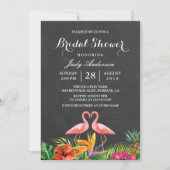 熱帯ブライダルシャワーフローラシャルボードフラミンゴ 招待状 (正面)