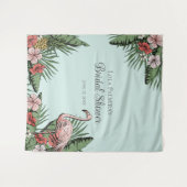 熱帯ブライダルシャワーフローラフラミンゴ背景 タペストリー (正面(横))