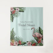 熱帯ブライダルシャワーフローラフラミンゴ背景 タペストリー (正面)