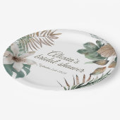 熱帯ブライダルシャワープレート | ジャングルグリーン金ゴールド ペーパープレート (アングル)
