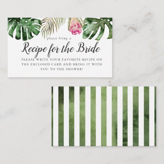 熱帯ブライダルシャワーレシピリクエストカード エンクロージャーカード (正面/裏面)