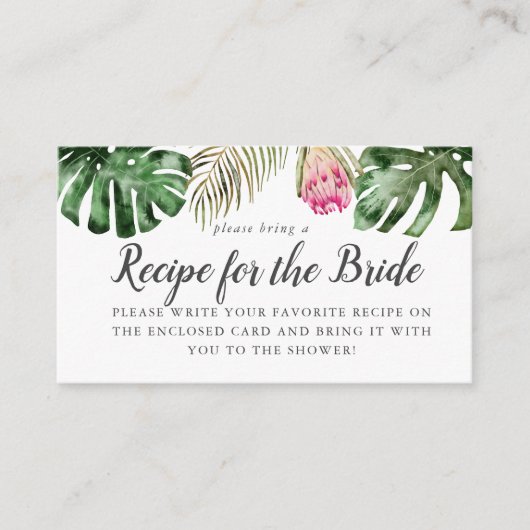 熱帯ブライダルシャワーレシピリクエストカード エンクロージャーカード (正面)