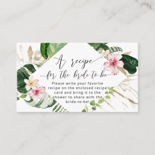 熱帯ブライダルシャワーレシピ エンクロージャーカード (正面)