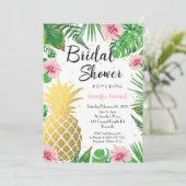 熱帯ブライダルシャワー招待，金ゴールドパイナップル 招待状 (スタンド正面)
