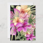 熱帯ブラックパープルピンクハイビスカスフローラパーティー 招待状 (裏面)