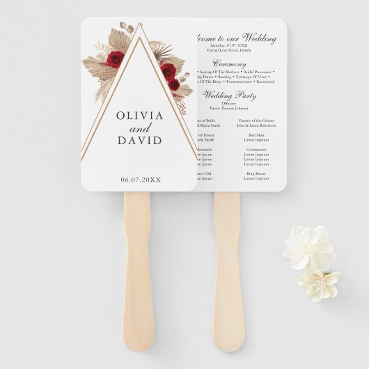 熱帯ブルゴーニュバラ庭園の結婚式計画 ハンドファン (正面&裏面)