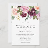 熱帯ブルゴーニュモダン赤面結婚ズ 招待状 (正面)