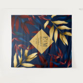 熱帯ブルゴーニュ、海軍、金ゴールド結婚の歓迎 タペストリー (正面(横))