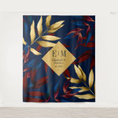 熱帯ブルゴーニュ、海軍、金ゴールド結婚の歓迎 タペストリー (正面)