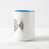 熱帯ブルーイエロー水中競技魚 ツートーンマグカップ (中央)