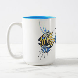 熱帯ブルーイエロー水中競技魚 ツートーンマグカップ