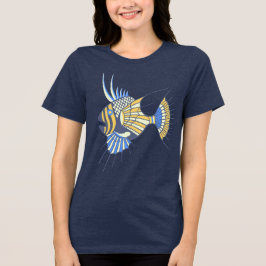 熱帯ブルーイエロー水中競技魚 トライブレンドＴシャツ