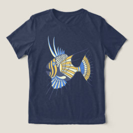 熱帯ブルーイエロー水中競技魚 トライブレンドTシャツ