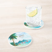 熱帯ブルーグリーンウォーターカラーシー コースター (側面)