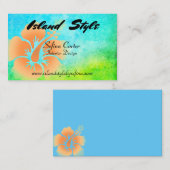 熱帯ブルーグリーンハイビスカスフラワー 名刺 (正面/裏面)