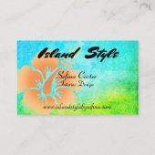 熱帯ブルーグリーンハイビスカスフラワー 名刺 (正面)