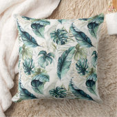 熱帯ブルージャングルパターン クッション (ブランケット)