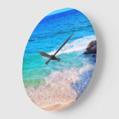 熱帯ブルーターコイズ海波 ラージ壁時計 (傾斜)