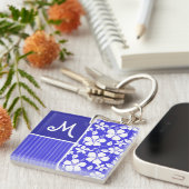 熱帯ブルーハイビスカスの花;フローラ キーホルダー (正面右)