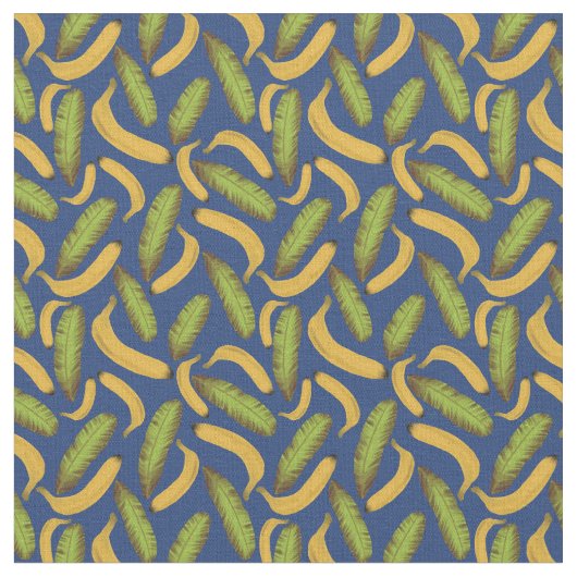 熱帯ブルーバナナの葉パターン ファブリック (クローズアップ)