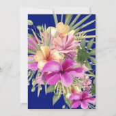 熱帯ブルーパープルピンクハイビスカスフローラパーティー 招待状 (裏面)